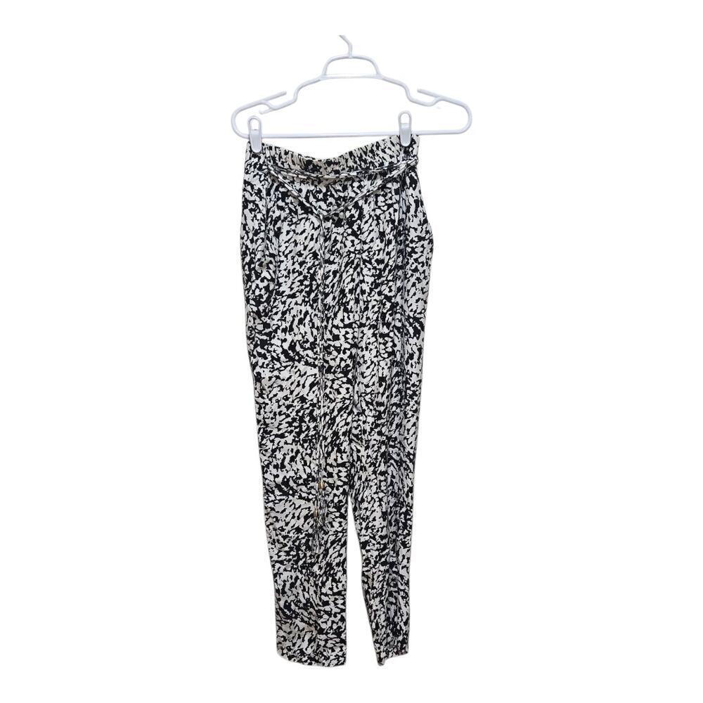 Yumi Kim Abstract Print Drawstring Pull On Pants XS Black White Resort